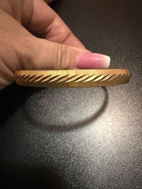 Vintage Monet Gold-Tone Diamond Cut Etched Bangle